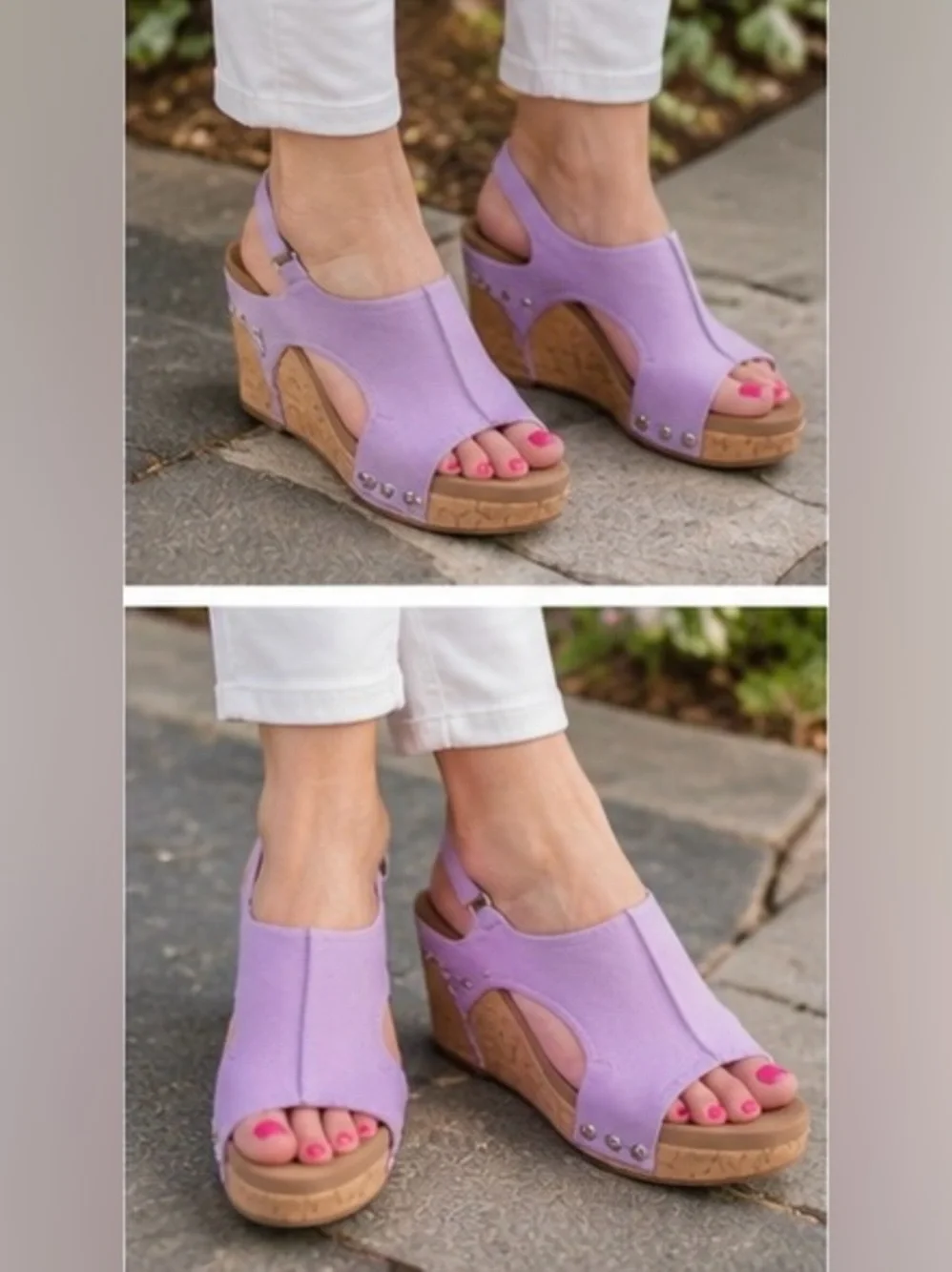 Corkys Lilac Open-Toe Wedge Sandals